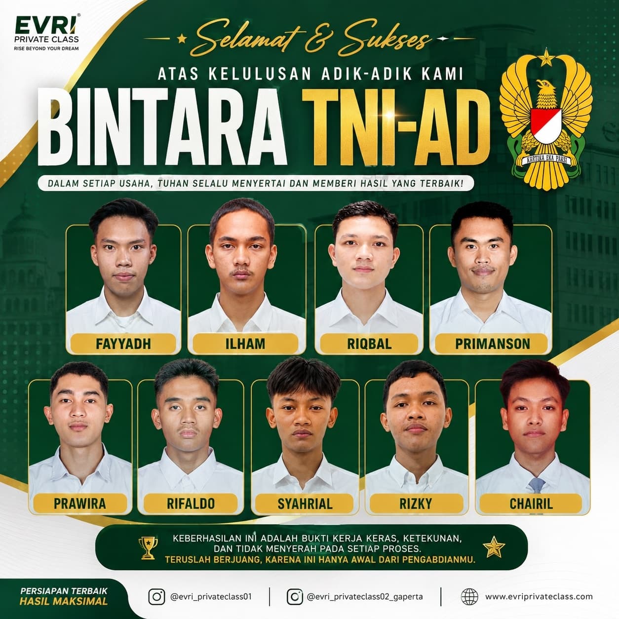 Pengumuman 2 Evri Private Class